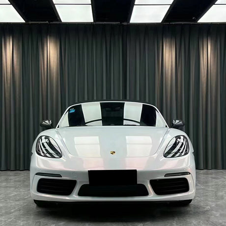 up close look of a diamond pink white car wrap