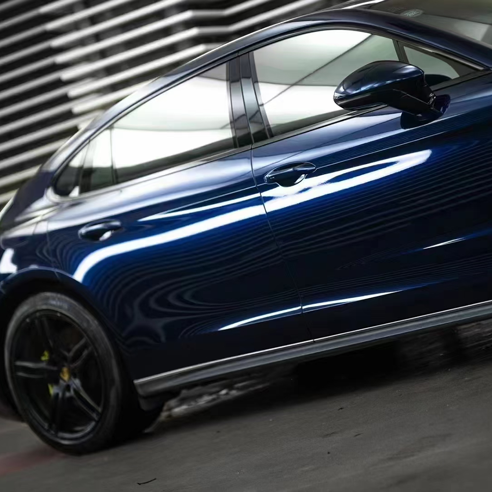 ghost midnight blue car wrap on a car