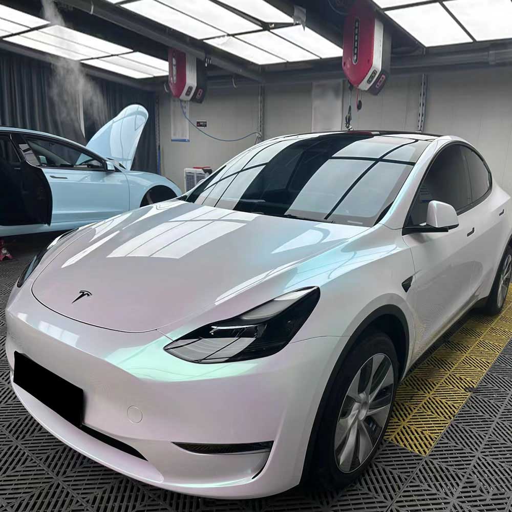 gloss aurora white car wrap