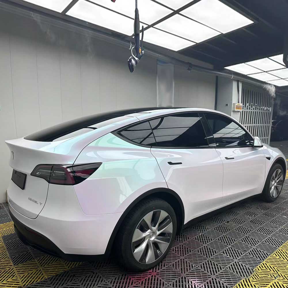 color changing gloss aurora white car wrap