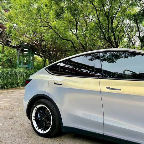 close up shot of glossy gold blue color changing car wrap