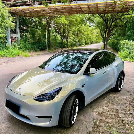 glossy gold blue car wrap