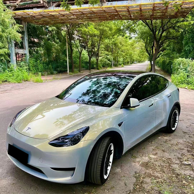 glossy gold blue car wrap