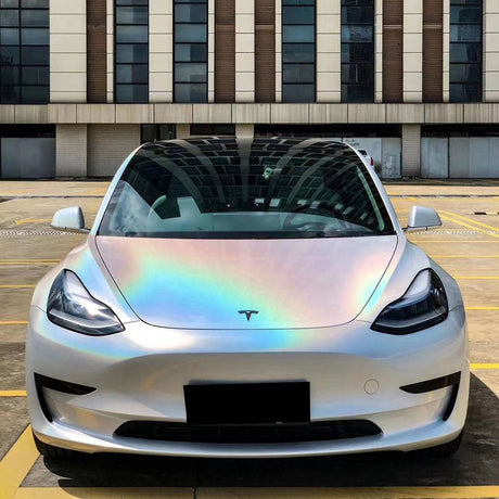iridescence laser white car wrap