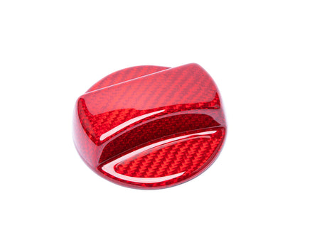 Dry Carbon Competition Fuel Cap Cover Red Close Up