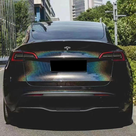 color changing car wrap in laser black metallic