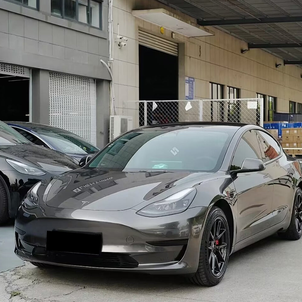 liquid gun grey wrap on a car