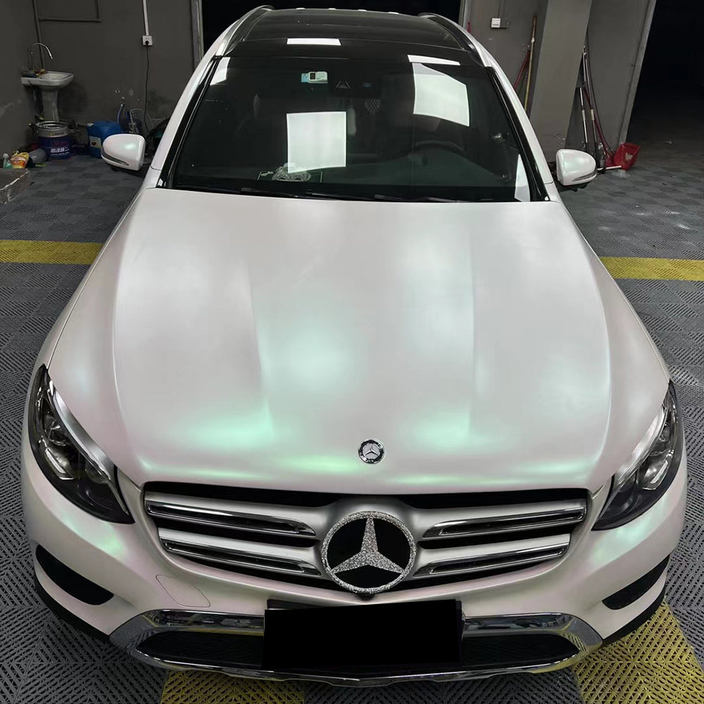 matte aurora white car wrap
