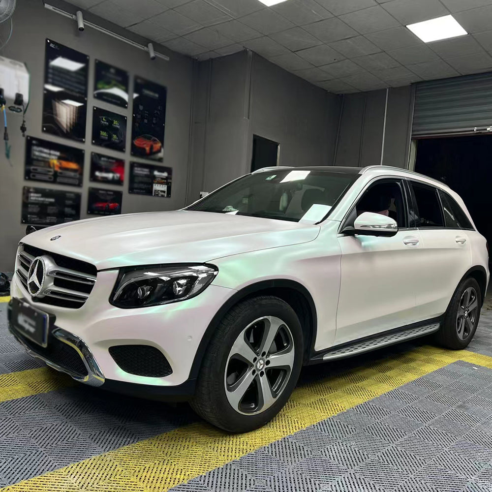 color changing matte aurora white car wrap