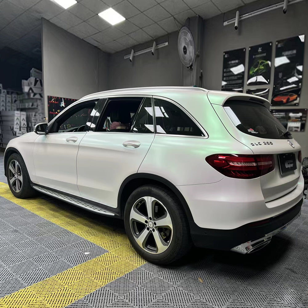 color shifting matte aurora white car wrap