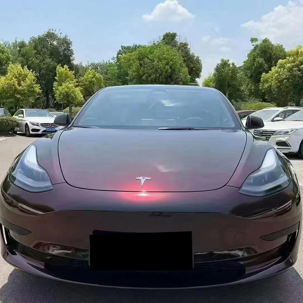 night elt glossy flip black red color shifting car wrap