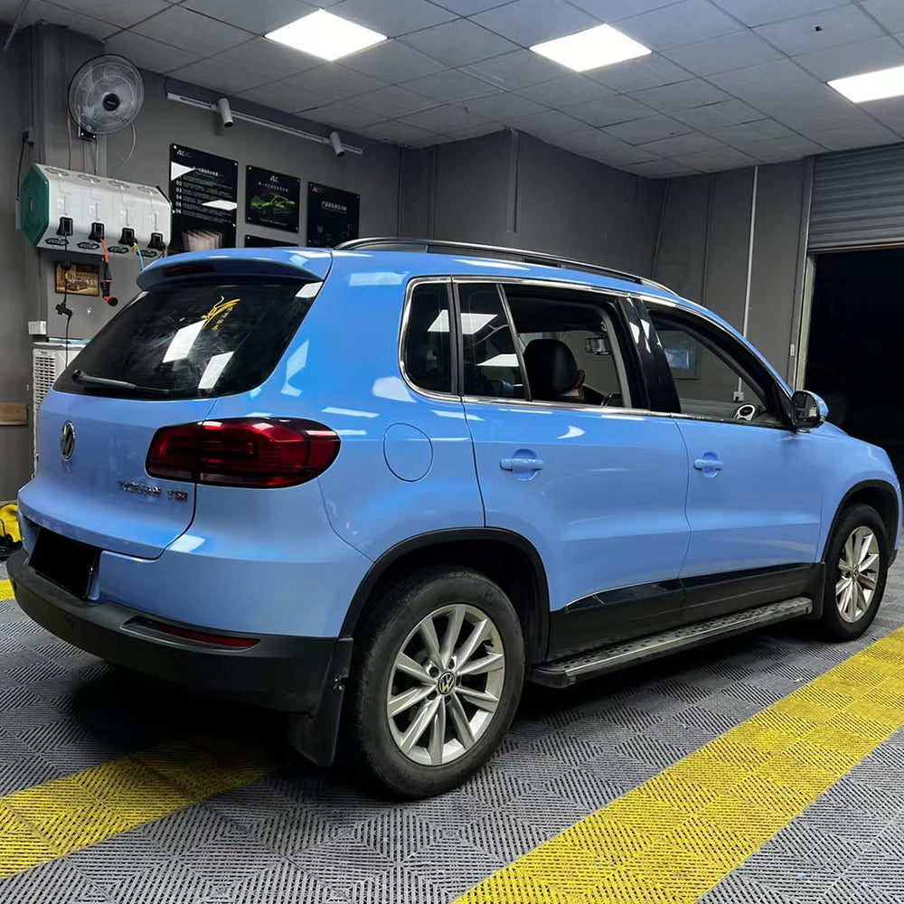 suv with twin grey cyanine blue car wrap