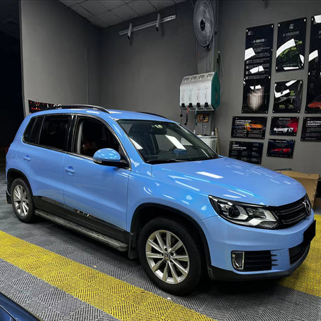 twin grey cyanine blue car wrap