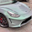 twin grey green car wrap close up