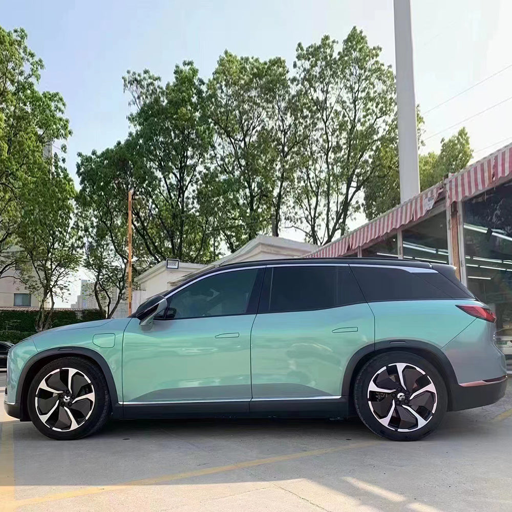 twin grey green glossy car wrap