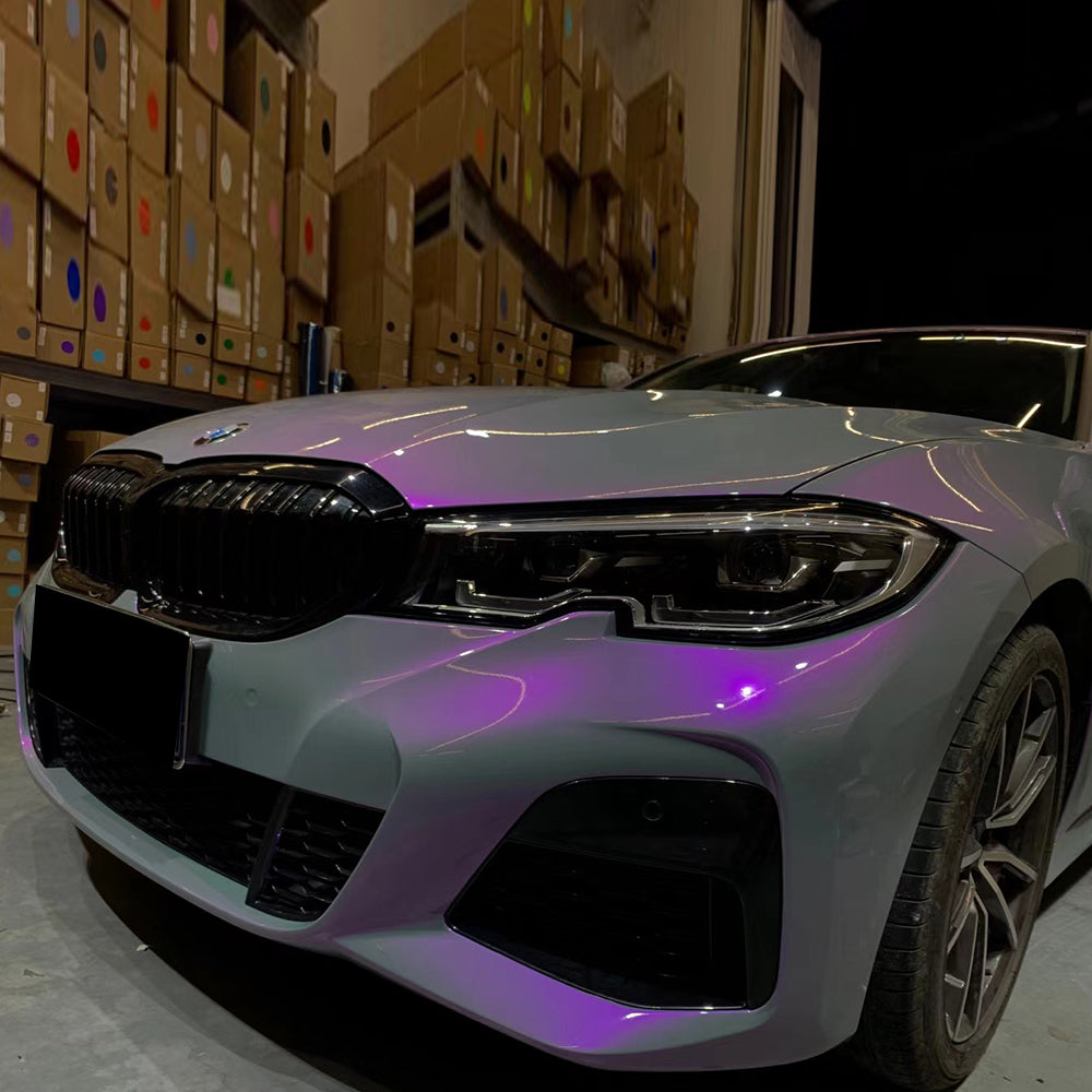 twin grey purple color changing car wrap