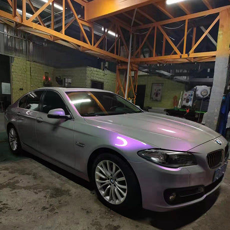 bmw wrapped in twin grey purple car wrap