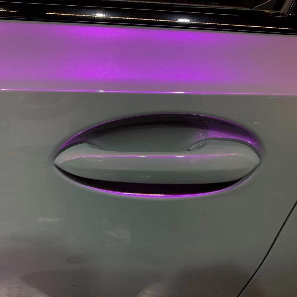 twin grey purple car wrap on a door handle