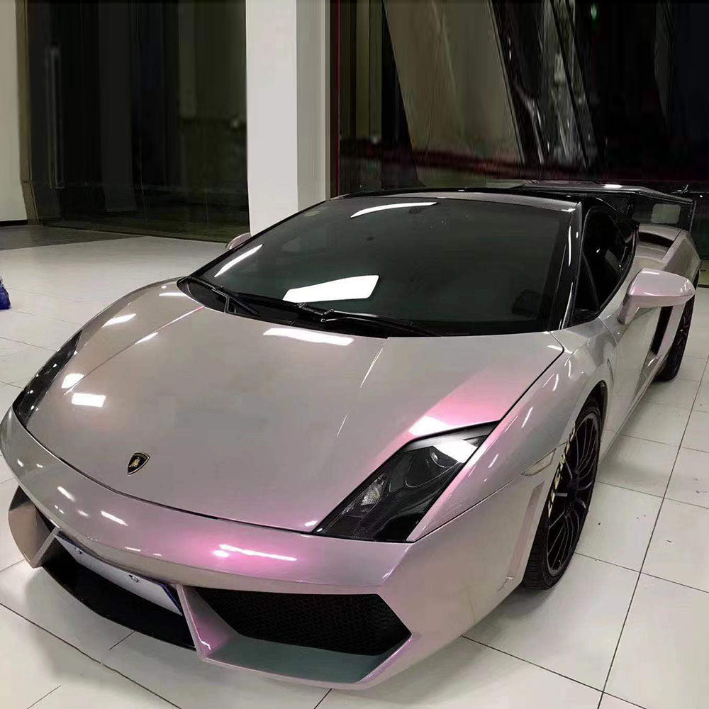 supercar wrapped in twin magic grey pink car wrap