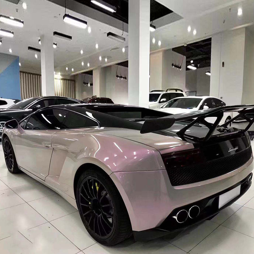 twin magic grey pink car wrap on a sports car
