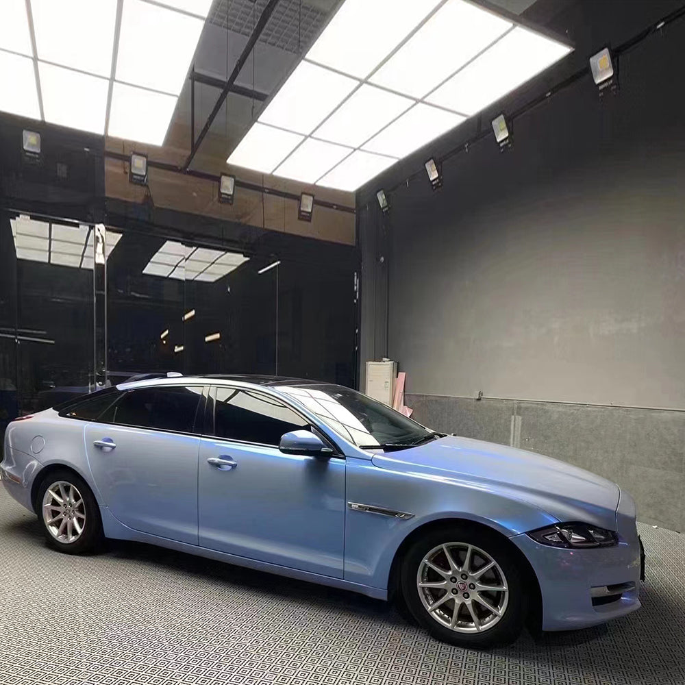 twin shiny grey car wrap