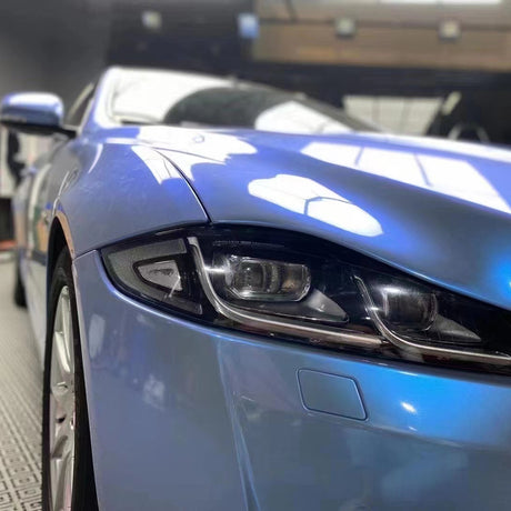 up close twin shiny grey car wrap