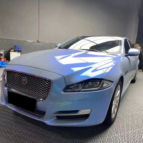 twin shiny grey color changing car wrap