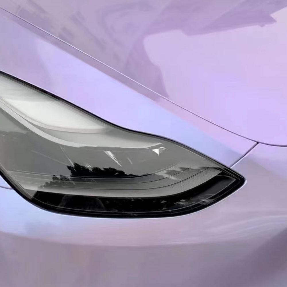 twin silver purple car wrap close up shot