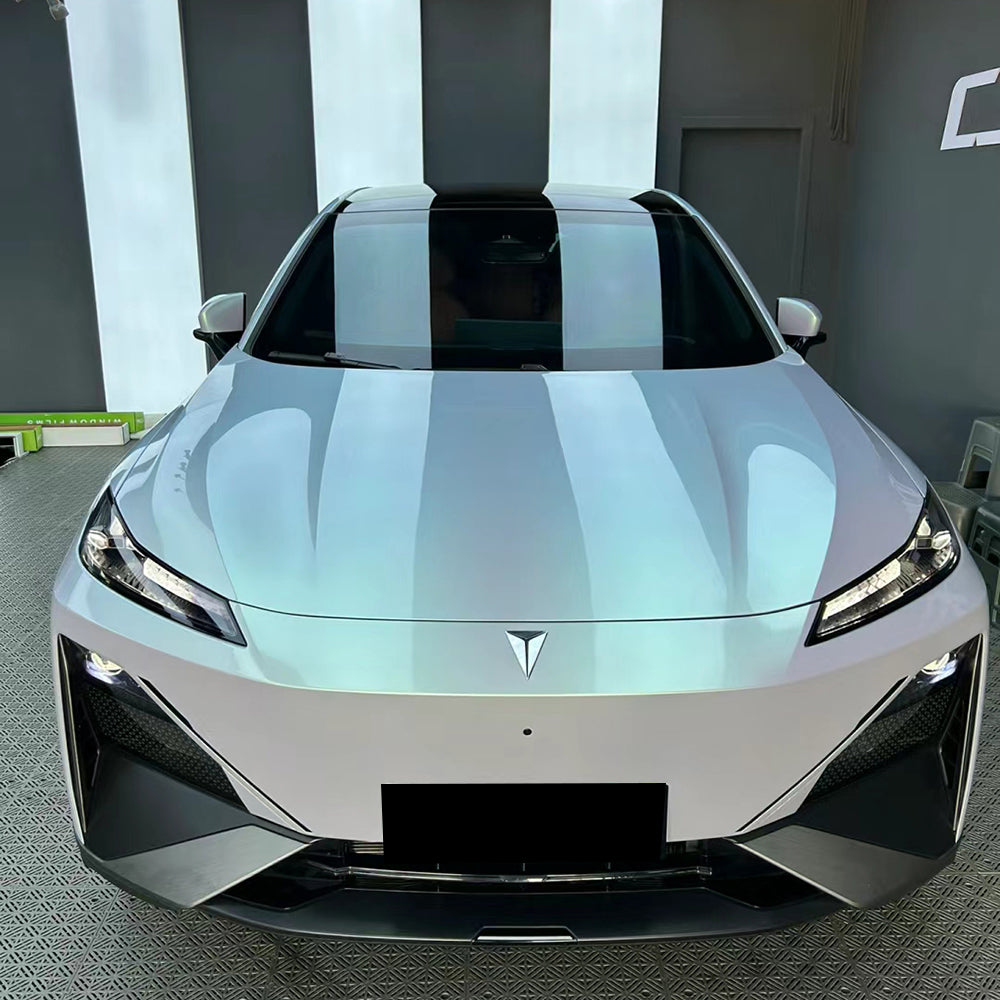 car wrapped in ultra matte gold blue color changing car wrap