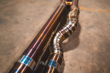 Close up shot of valvetronic designs exhaust for bmw f80 f82 f83 m3 m4