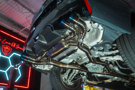 titanium exhaust system installed on a bmw f90 m5