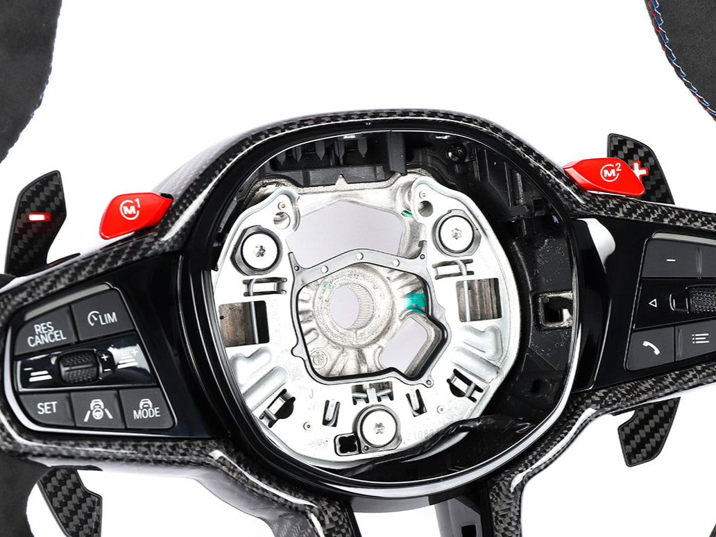g82 g80 g83 and g87 bmw replacement steering wheel with alcantara and carbon fiber by autotecknic