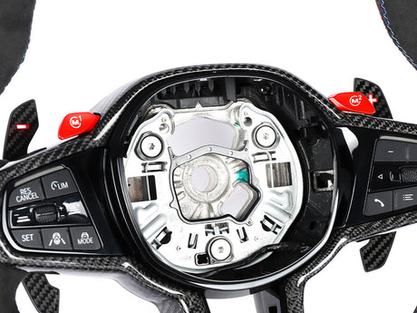 g82 g80 g83 and g87 bmw replacement steering wheel with alcantara and carbon fiber by autotecknic