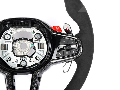 bmw g8x alcantara and carbon fiber steering wheel by autotecknic