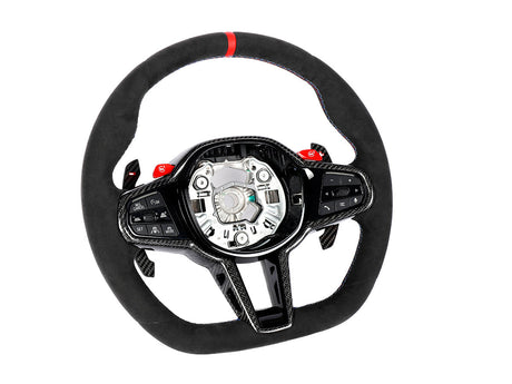 alcantara and carbon fiber bmw m steering wheel for g80 g82 g83 and g87 bmw by autotecknic