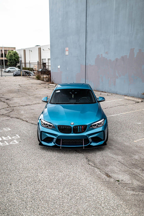 bmw m2 f87 with an aeroflowdynamics front splitter