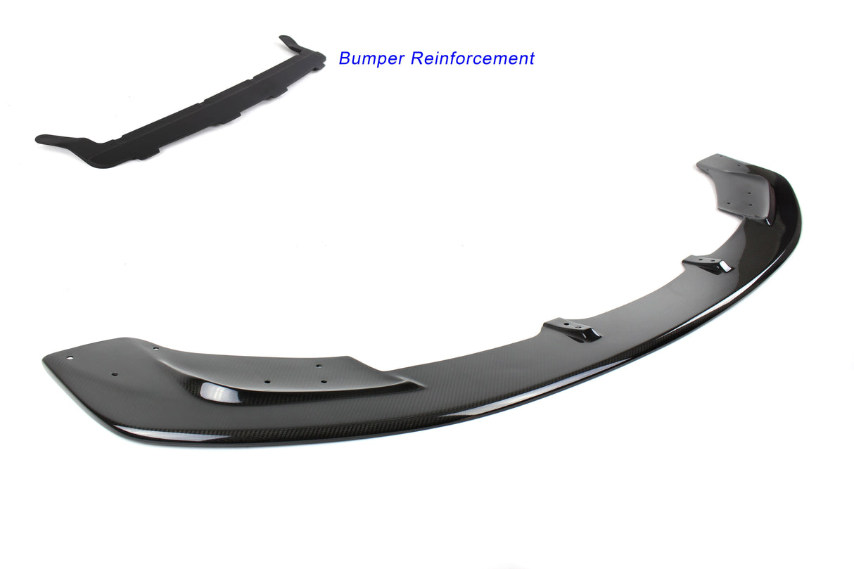 bumper reinforcement on a f82 f80 bmw m3 m4 carbon fiber front lip by apr performance