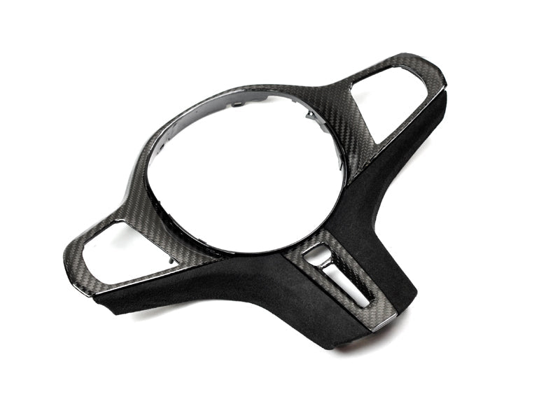 carbon fiber and alcantara bmw g8x steering wheel trim by autotecknic