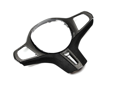 carbon fiber and alcantara bmw g8x steering wheel trim by autotecknic