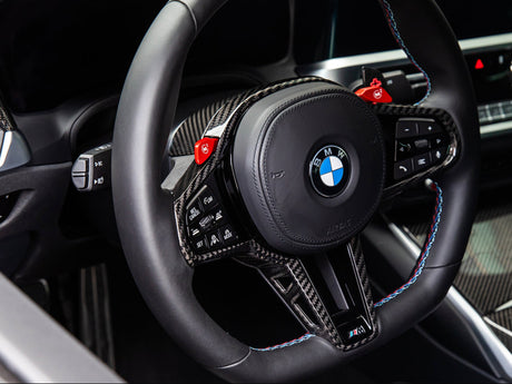 carbon fiber lci steering wheel top cover for bmw m4 by autotecknic