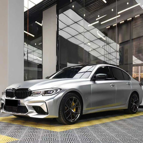 chrome alexander silver car wrap on a bmw