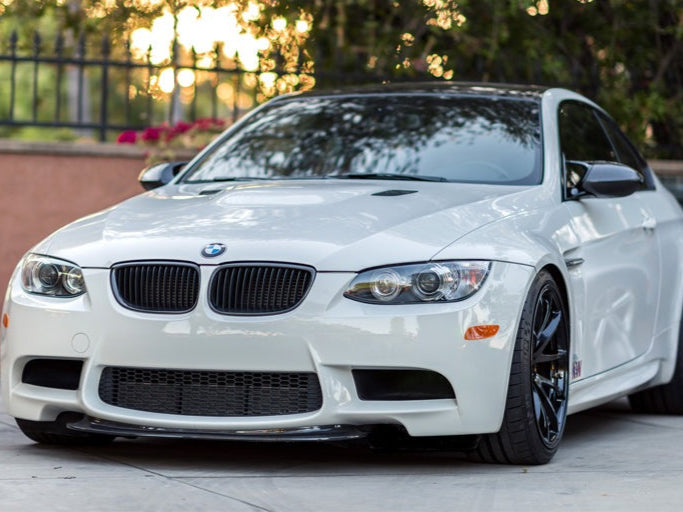 bmw m3 e92 with dry carbon fiber crt aero front lip by autotecknic
