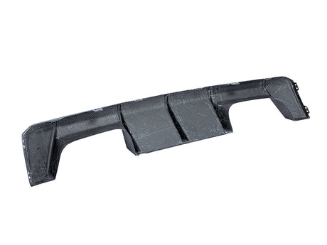 back side of dry carbon fiber motorsport rear diffuser by autotecknic for bmw m3 g80 g81 and bmw m4 g82 g83