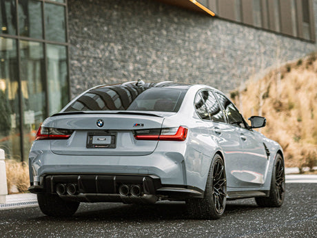 bmw m3 g80 with a carbon fiber rear performante diffuser by autotecknic