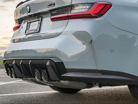 bmw m3 g80 carbon fiber rear performante diffuser by autotecknic