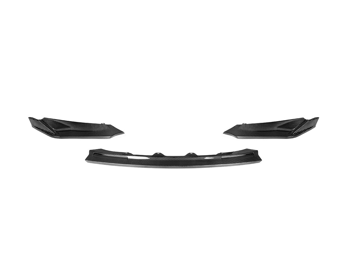 three piece dry carbon fiber versus front aero lip for g80 g82 g83 bmw m3 and m4 by autotecknic