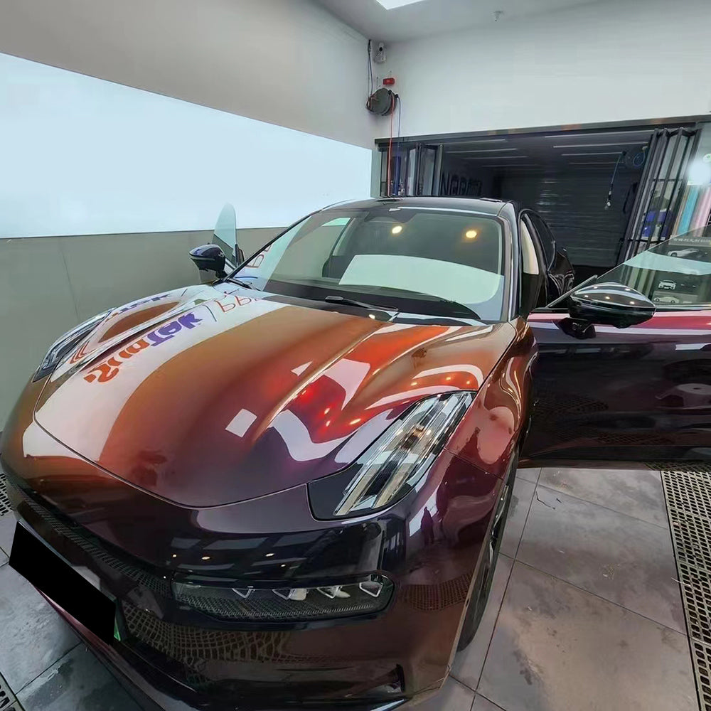 color changing flowing phantom red car wrap vinyl