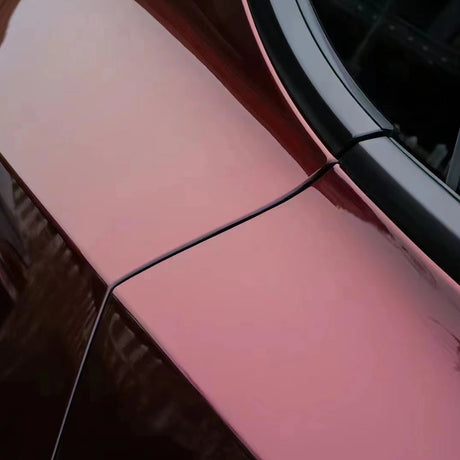 flowing phantom red car wrap vinyl from up close