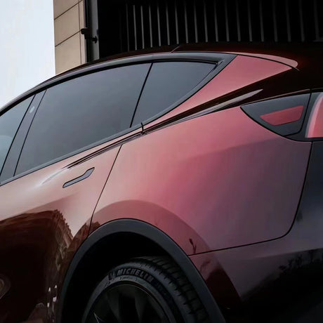 flowing phantom red car wrap vinyl against light