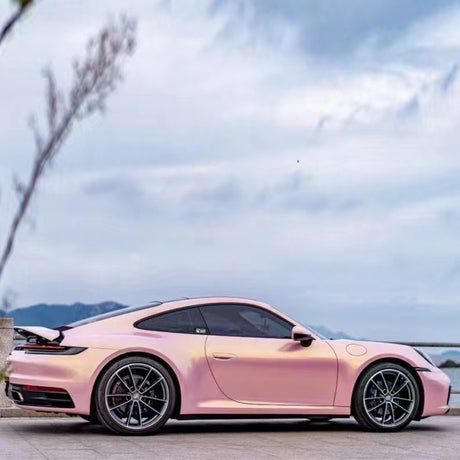 car wrapped in glazed gold pink car wrap